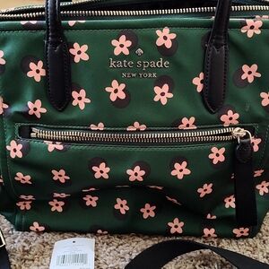 Kate Spade Green Tote with Pink Floral Pattern